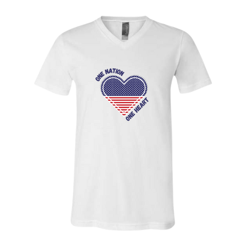 One Nation One Heart - Bella+Canvas - Unisex V-Neck - Neutral Colors