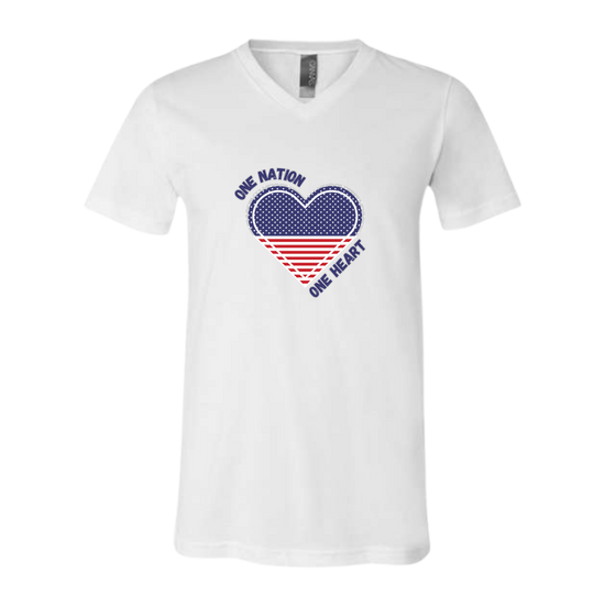 One Nation One Heart - Bella+Canvas - Unisex V-Neck - Neutral Colors