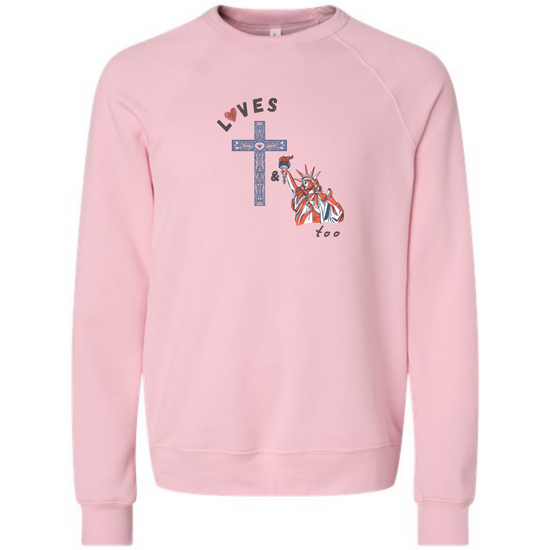 Loves Jesus & America too - Sponge Fleece Raglan Sweatshirt - Assorted Colors