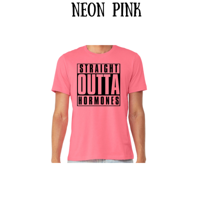 straight outta hormones - unisex tee - pinks, purples, neutrals