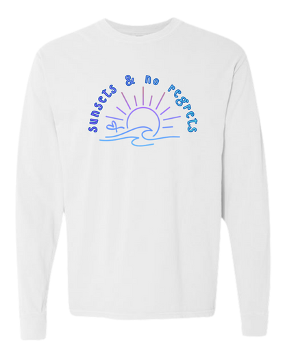 Sunsets & No Regrets - Comfort Colors - Heavyweight Long Sleeve Tee - Neutral Colors