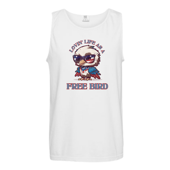 Lovin' Life as a Free Bird - Comfort Colors - Unisex Tank - Neutral Colors & Blues