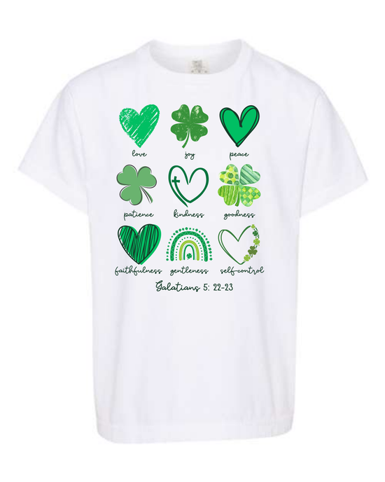 Galatians 5 - St Patrick's Day - Comfort Colors - Heavyweight Youth Tee - Neutral Colors & Blues