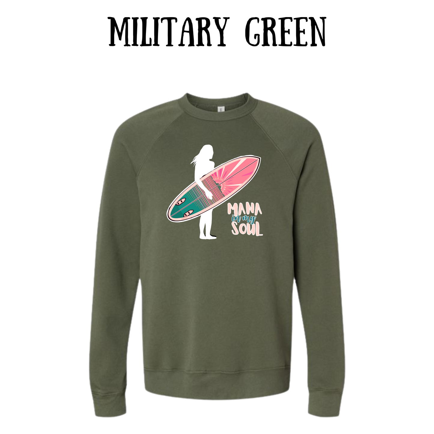 VP - Mana in My Soul - Sponge Fleece Raglan Sweatshirt - Greens, Neutrals