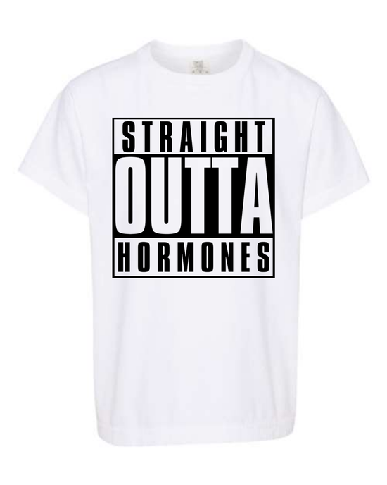 Straight Outta Hormones - Comfort Colors - Heavyweight Youth Tee - Neutral Colors & Blues