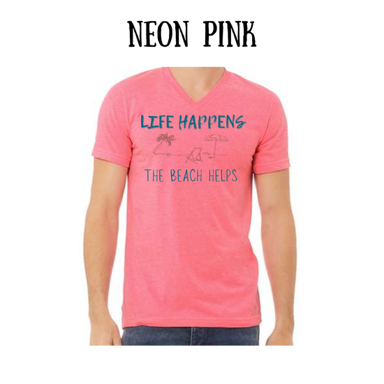 VP - Life Happens the Beach Helps - Unisex V-Neck
