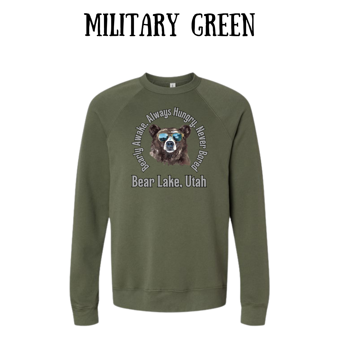 CP - Bear Lake Utah - Sponge Fleece Raglan Sweatshirt - Greens, Neutrals