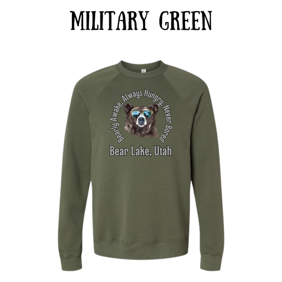 CP - Bear Lake Utah - Sponge Fleece Raglan Sweatshirt - Greens, Neutrals