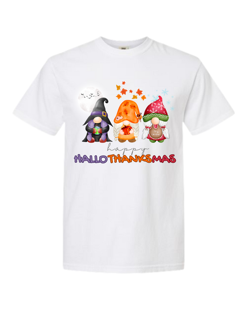 Happy HalloThanksMas Gnomes- Comfort Colors - Heavyweight Unisex Tee - Neutrals