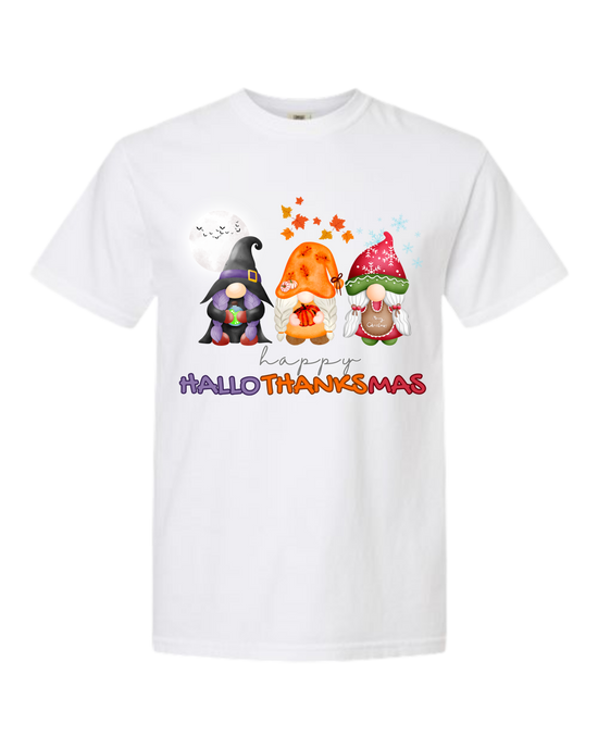 Happy HalloThanksMas Gnomes- Comfort Colors - Heavyweight Unisex Tee - Neutrals