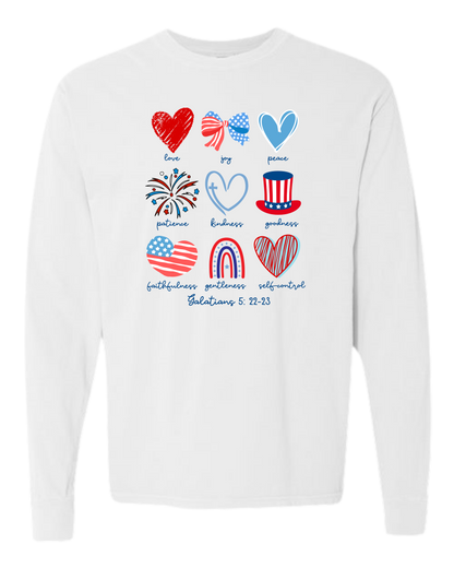 Galatians 5 - Patriotic - Comfort Colors - Heavyweight Long Sleeve Tee - Neutral Colors
