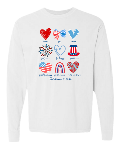 Galatians 5 - Patriotic - Comfort Colors - Heavyweight Long Sleeve Tee - Neutral Colors