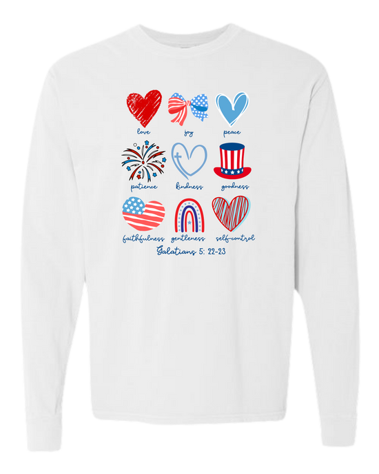Galatians 5 - Patriotic - Comfort Colors - Heavyweight Long Sleeve Tee - Neutral Colors