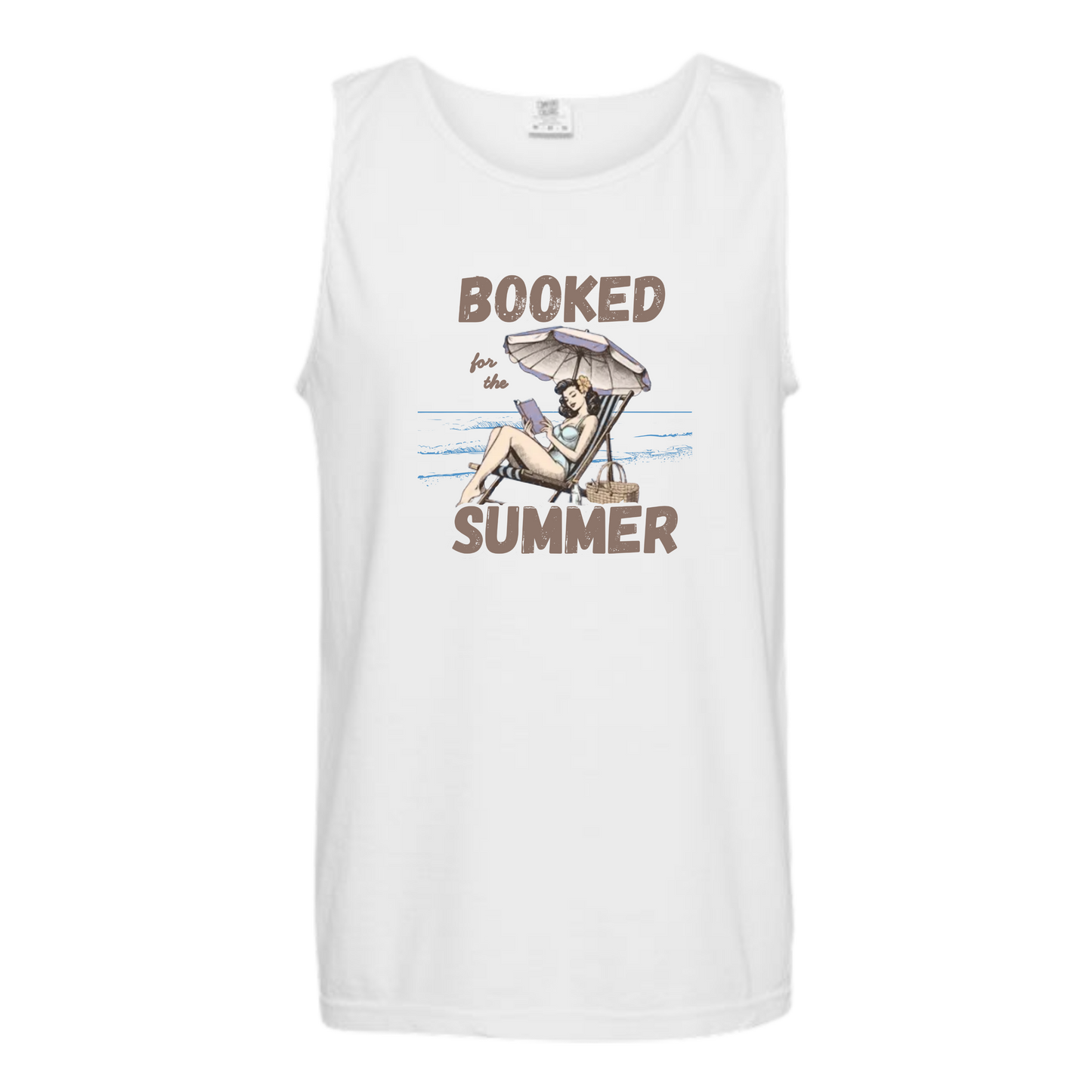 Booked for the Summer - Comfort Colors - Unisex Tank - Neutral Colors & Blues