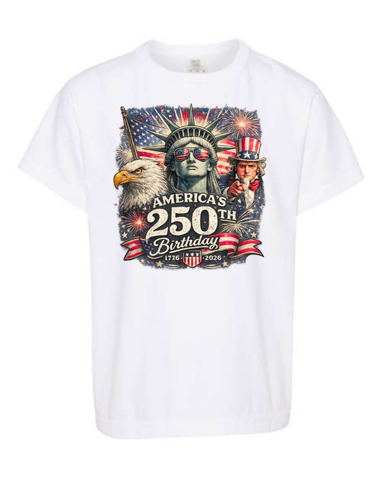 America's 250th Birthday - Comfort Colors - Heavyweight Youth Tee - Neutral Colors & Blues