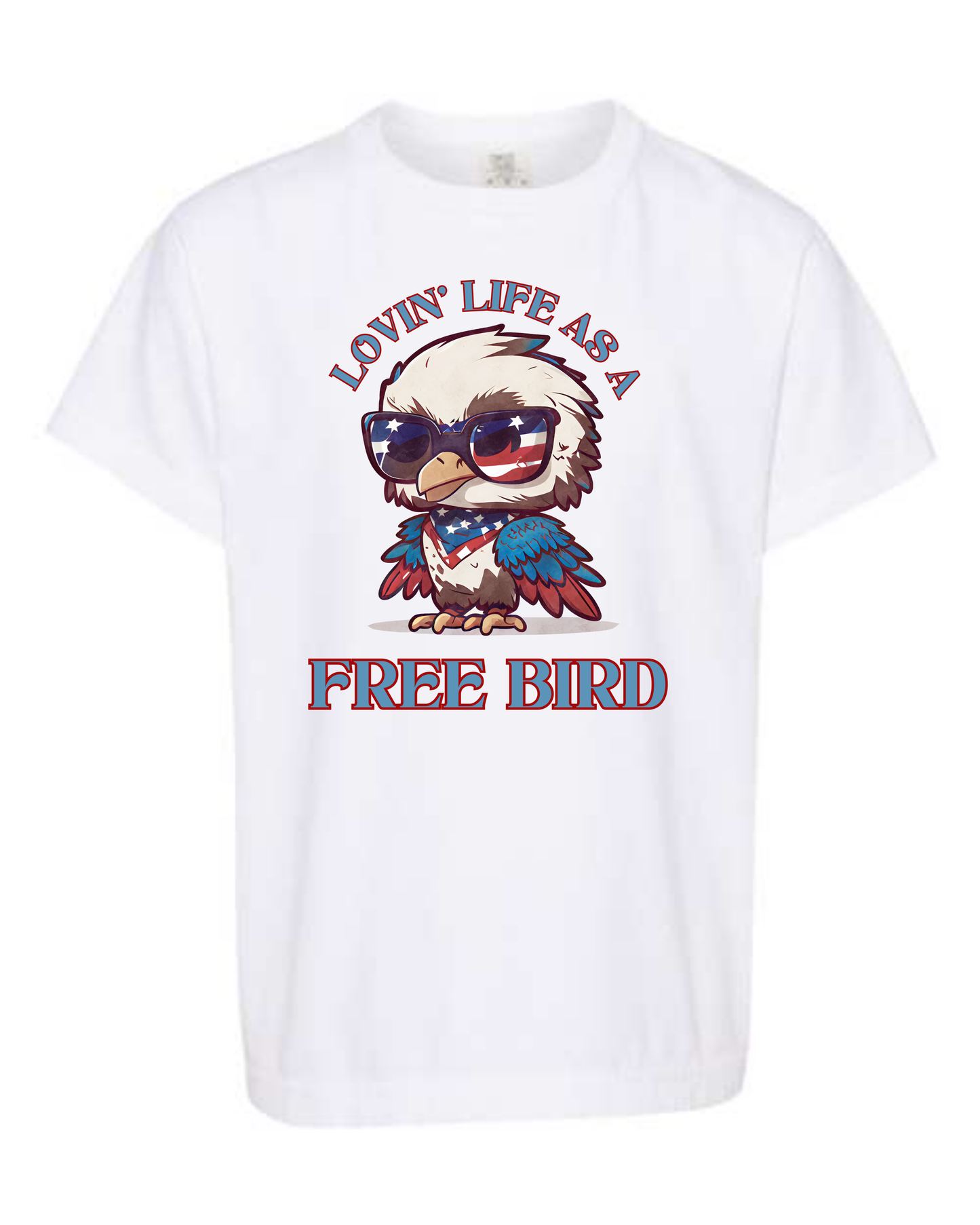 Lovin' Life as a Free Bird - Comfort Colors - Heavyweight Youth Tee - Neutral Colors & Blues