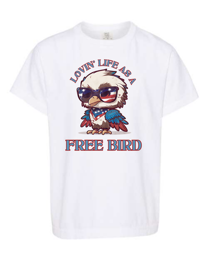 Lovin' Life as a Free Bird - Comfort Colors - Heavyweight Youth Tee - Neutral Colors & Blues