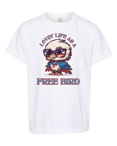 Lovin' Life as a Free Bird - Comfort Colors - Heavyweight Youth Tee - Neutral Colors & Blues