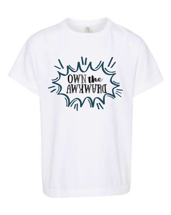 Own the Awkward  - Comfort Colors - Heavyweight Youth Tee - Neutral Colors & Blues