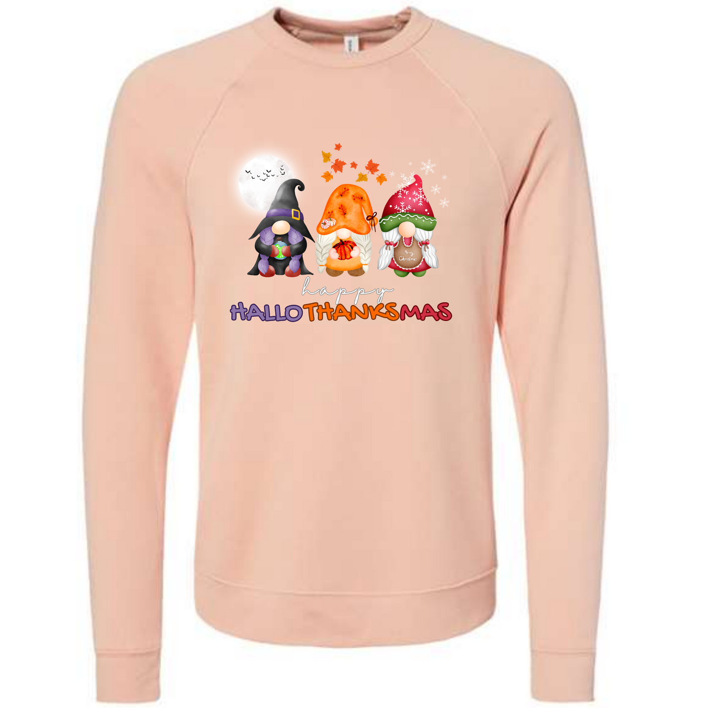 Happy Hallothanksmas Gnomes - Sponge Fleece Raglan Sweatshirt - Assorted Colors