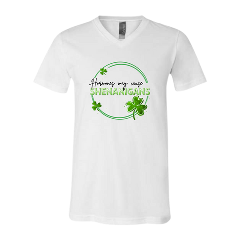 Hormones May Cause Shenanigans - Bella+Canvas - Unisex V-Neck - Neutral Colors