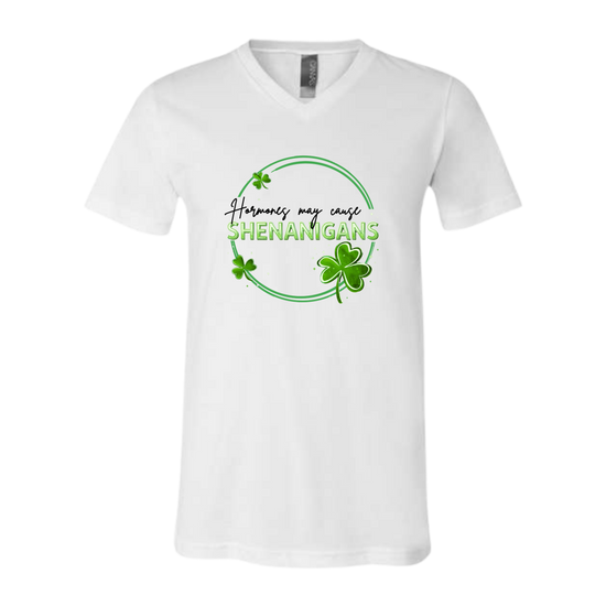 Hormones May Cause Shenanigans - Bella+Canvas - Unisex V-Neck - Neutral Colors