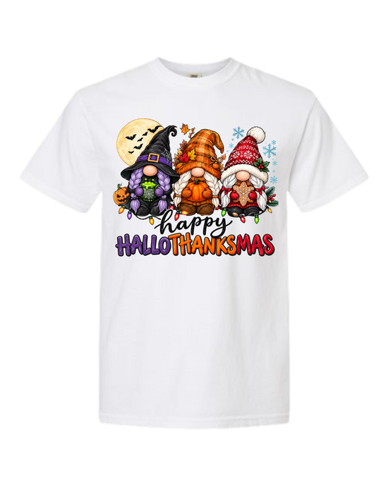 Happy HalloThanksMas Gnomes- Comfort Colors - Heavyweight Unisex Tee - Neutrals