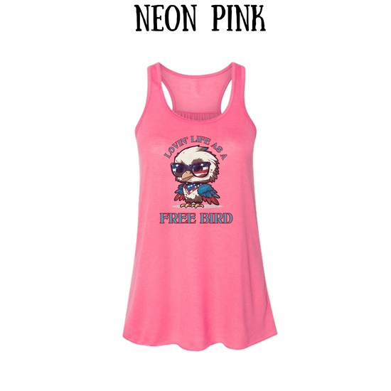 PP - Lovin' Life As A Free Bird - Women's Flowy Racerback Tank