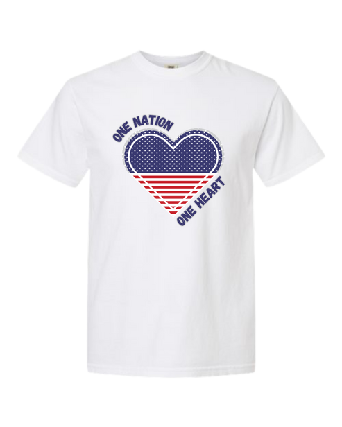 One Nation One Heart - Comfort Colors - Heavyweight Unisex Tee - Neutral Colors