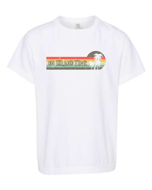 On Island Time - Comfort Colors - Heavyweight Youth Tee - Neutral Colors & Blues