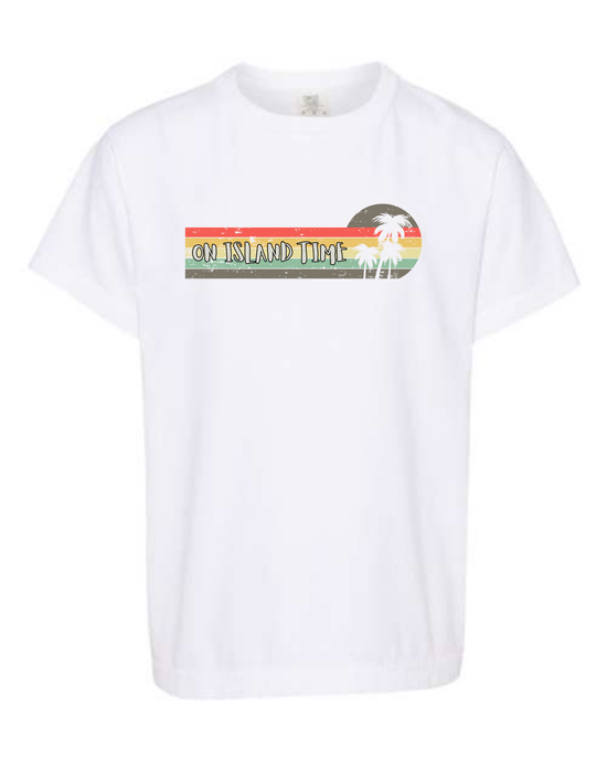 On Island Time - Comfort Colors - Heavyweight Youth Tee - Neutral Colors & Blues