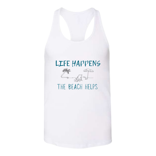 Life Happens The Beach Helps - Bella+Canvas - Women's Jersey Racerback Tank