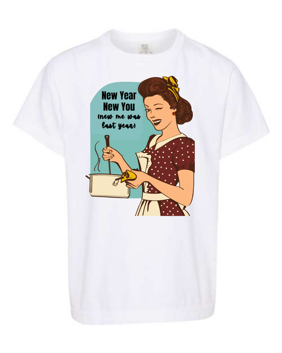 New Year New You - Comfort Colors - Heavyweight Youth Tee - Neutral Colors & Blues