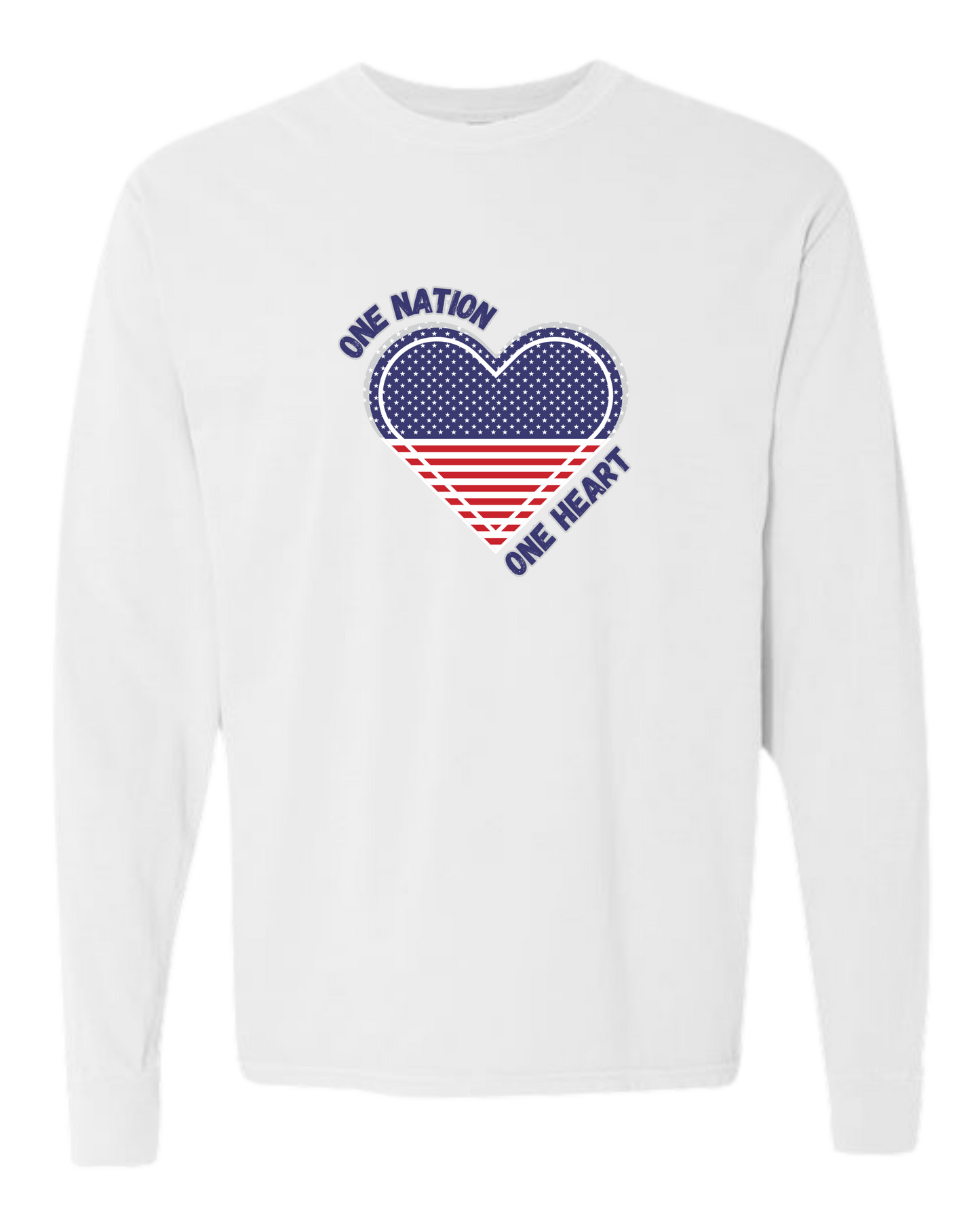 One Nation One Heart - Comfort Colors - Heavyweight Long Sleeve Tee - Neutral Colors