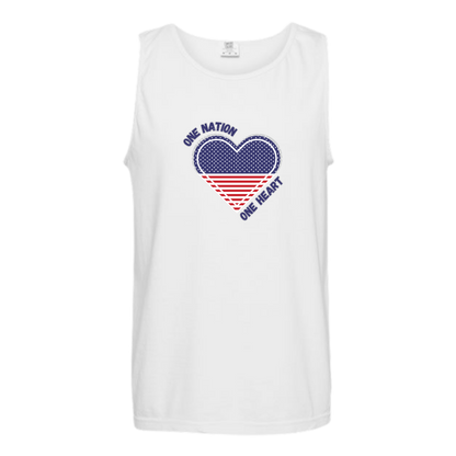 One Nation One Heart - Comfort Colors - Unisex Tank - Neutral Colors & Blues