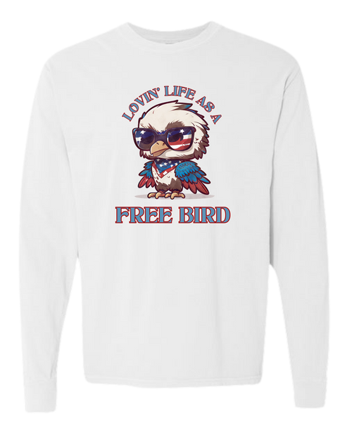 Lovin' Life as a Free Bird - Comfort Colors - Heavyweight Long Sleeve Tee - Neutral Colors