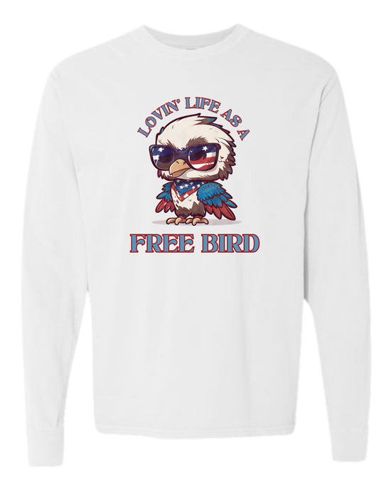 Lovin' Life as a Free Bird - Comfort Colors - Heavyweight Long Sleeve Tee - Neutral Colors