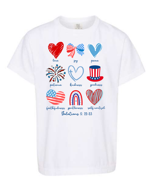 Galatians 5 - Patriotic - Comfort Colors - Heavyweight Youth Tee - Neutral Colors & Blues