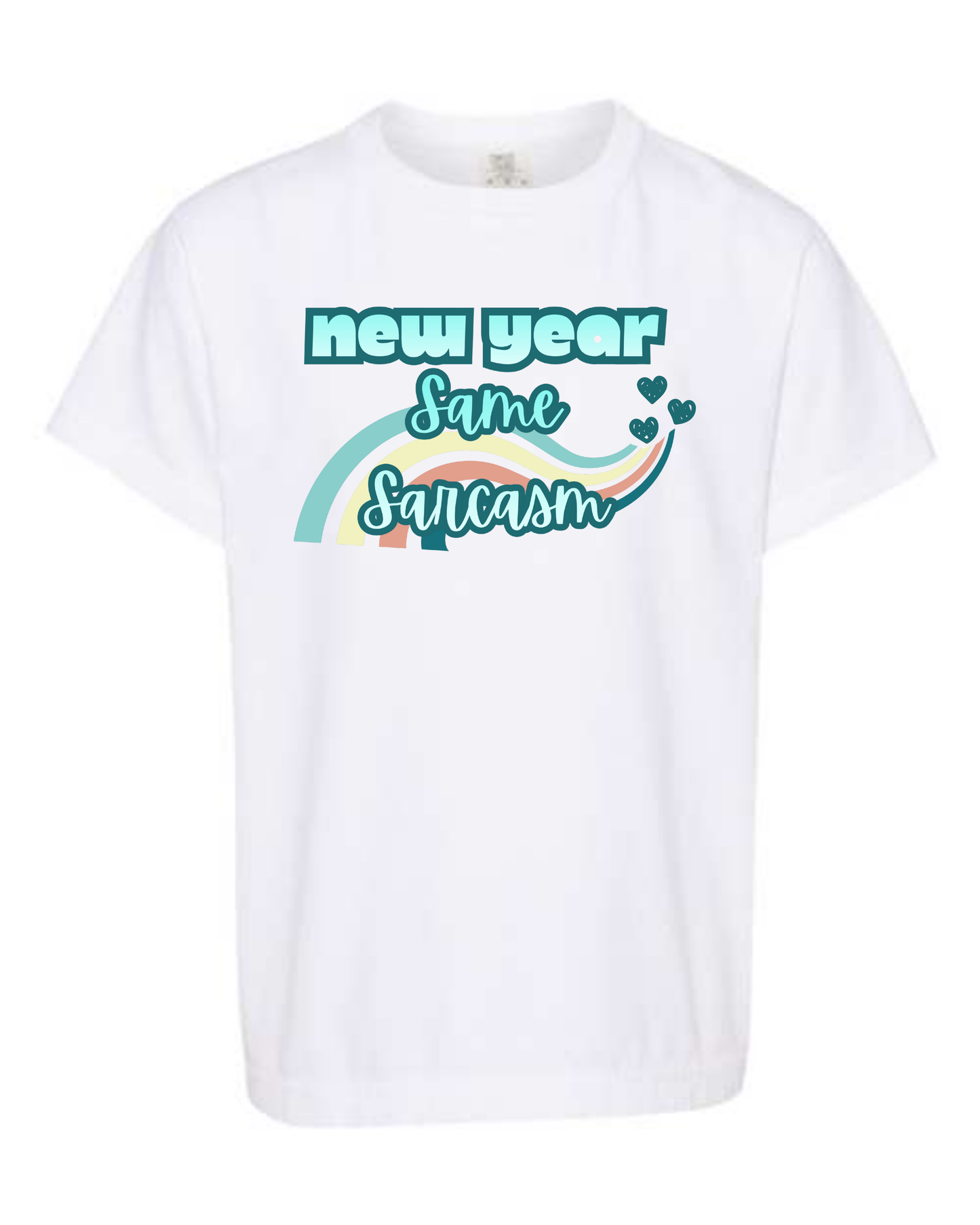 New Year Same Sarcasm - Comfort Colors - Heavyweight Youth Tee - Neutral Colors & Blues