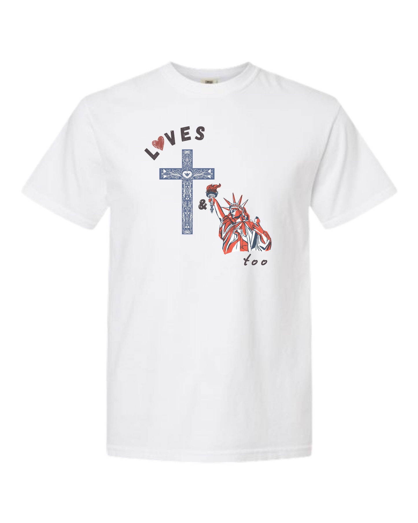 Loves Jesus & America too - Comfort Colors - Heavyweight Unisex Tee - Neutral Colors