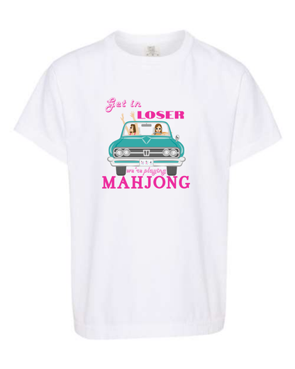 Get in Loser We're Playing Mahjong - Comfort Colors - Heavyweight Youth Tee - Neutral Colors & Blues