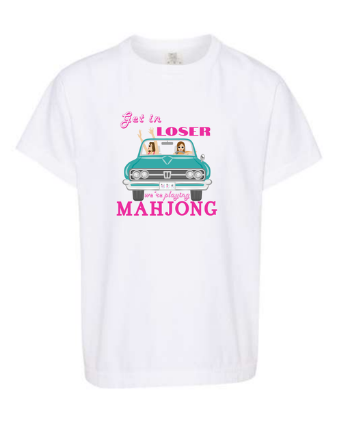Get in Loser We're Playing Mahjong - Comfort Colors - Heavyweight Youth Tee - Neutral Colors & Blues