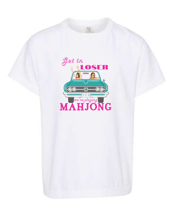 Get in Loser We're Playing Mahjong - Comfort Colors - Heavyweight Youth Tee - Neutral Colors & Blues
