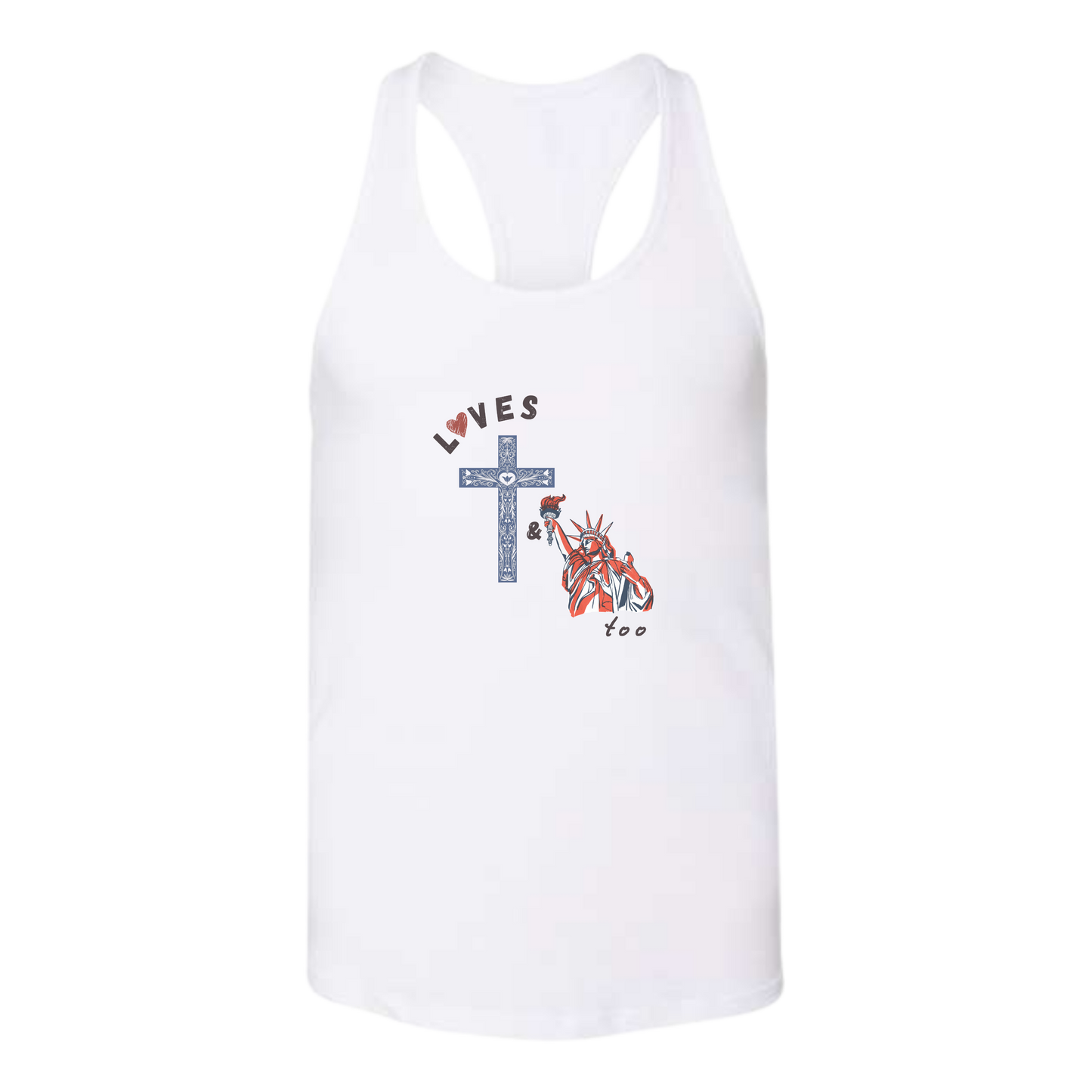 Loves Jesus & America too - Bella+Canvas - Women's Jersey Racerback Tank