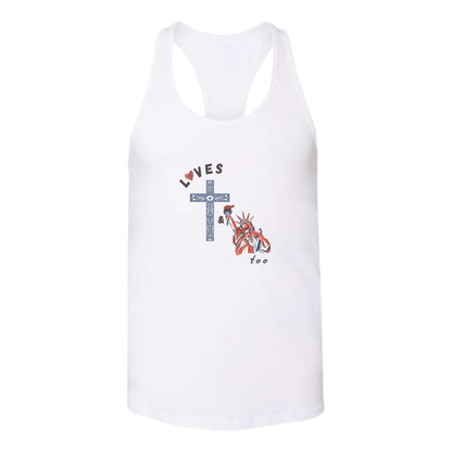 Loves Jesus & America too - Bella+Canvas - Women's Jersey Racerback Tank