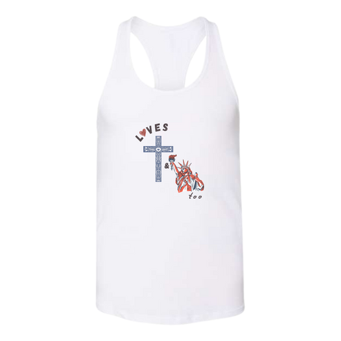 Loves Jesus & America too - Bella+Canvas - Women's Jersey Racerback Tank