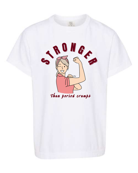 Stronger Than Period Cramps - Comfort Colors - Heavyweight Youth Tee - Neutral Colors & Blues