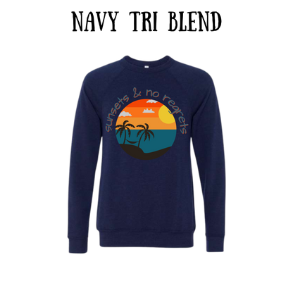 VP - Sunsets & No Regrets - Sponge Fleece Raglan Sweatshirt - Blues, Purples