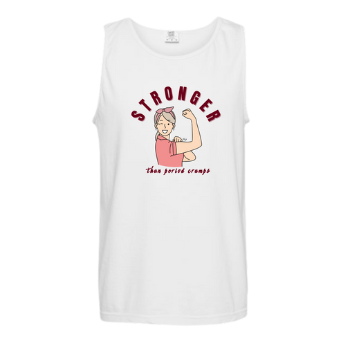 Stronger Than Period Cramps - Comfort Colors - Unisex Tank - Neutral Colors & Blues