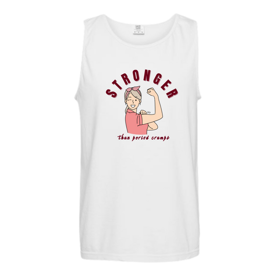 Stronger Than Period Cramps - Comfort Colors - Unisex Tank - Neutral Colors & Blues